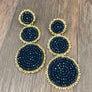 Seed bead three disc earrings