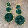 Seed bead three disc earrings