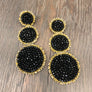 Seed bead three disc earrings