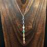 Seven chakra stone lariat necklace - silver and gold