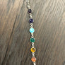 Seven chakra stone lariat necklace - silver and gold