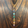 Seven chakra stone lariat necklace - silver and gold