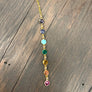 Seven chakra stone lariat necklace - silver and gold