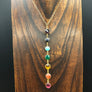 Seven chakra stone lariat necklace - silver and gold