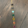 Seven chakra stone lariat necklace - silver and gold