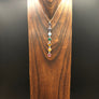 Seven chakra stone lariat necklace - silver and gold