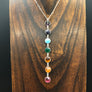 Seven chakra stone lariat necklace - silver and gold