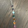 Seven chakra stone lariat necklace - silver and gold