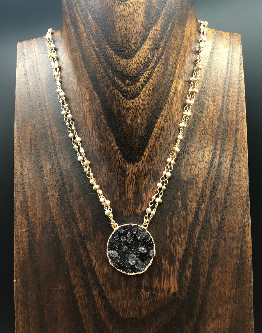 Druzy "New Moon" necklace - gold