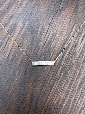 Baguette cz bar layering necklace