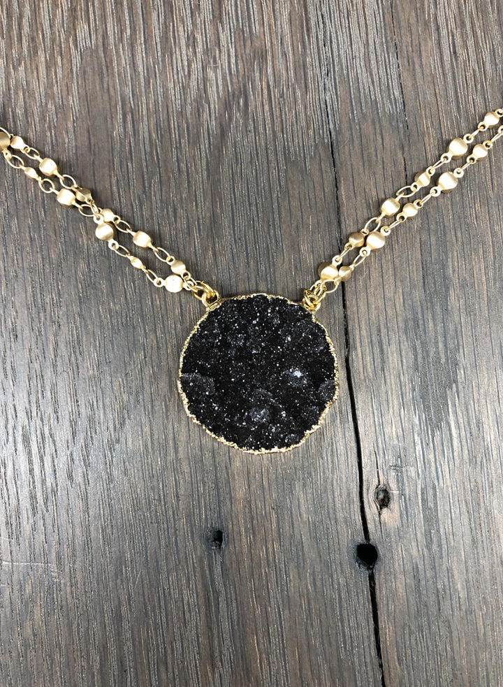 Druzy "New Moon" necklace - gold