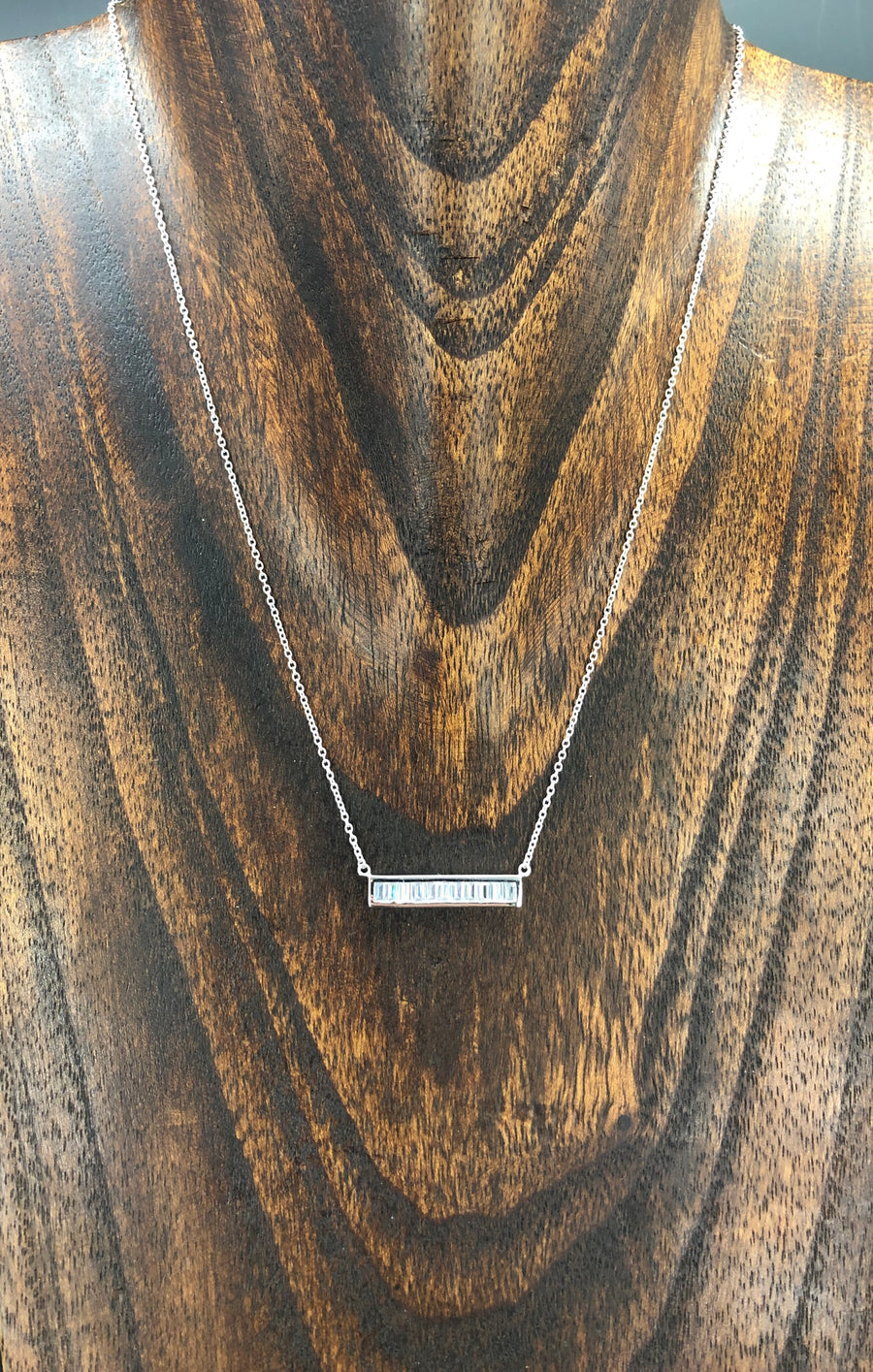 Baguette cz bar layering necklace