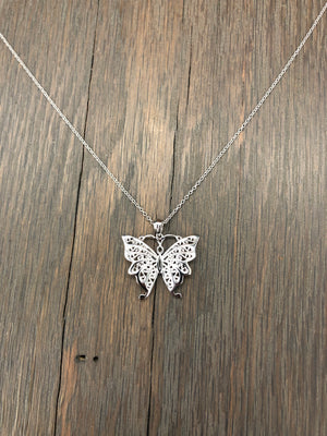 Filigree butterfly layering necklace