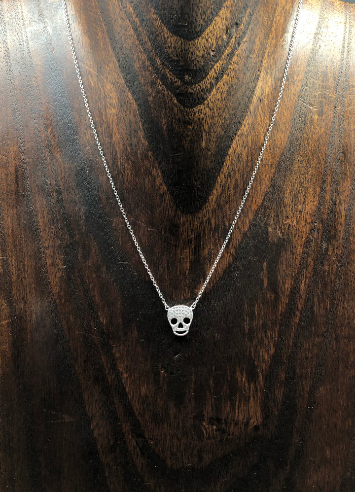 Pavé cz skull layering necklace