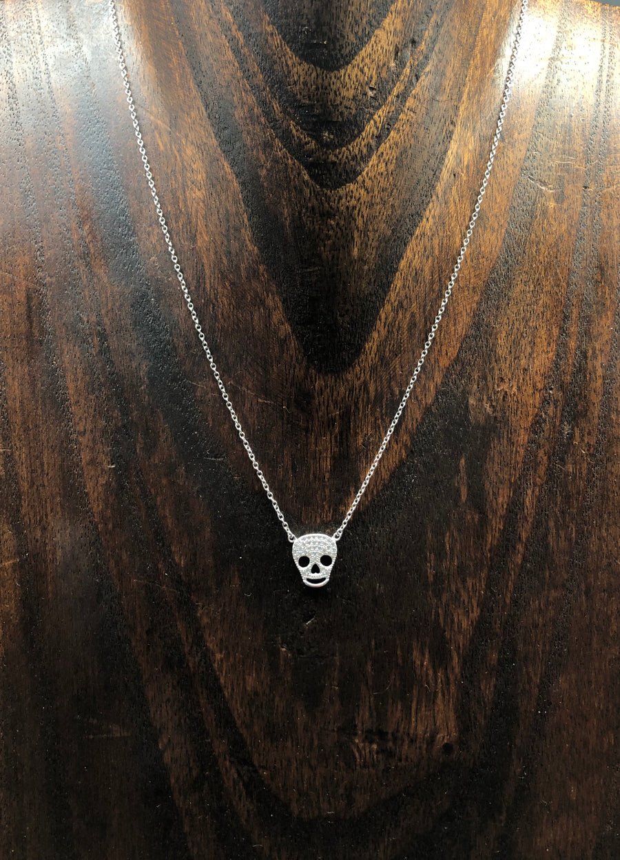 Pavé cz skull layering necklace