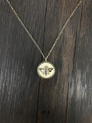 Bee coin layering necklace - gold vermeil