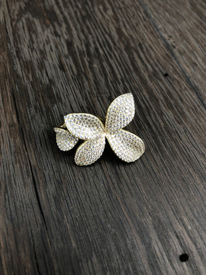 Pavé cz 3d flower wrap ring