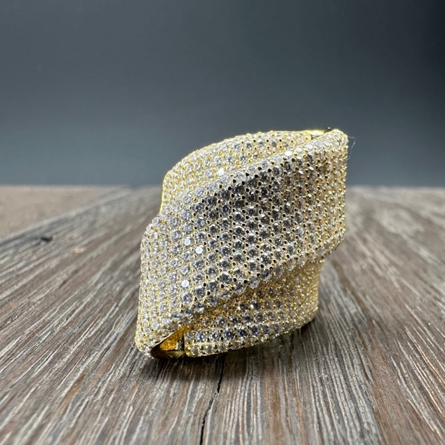 Dazzling pavé 3D fold ring - sterling silver, gold vermeil