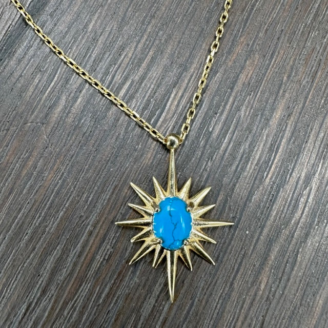 Turquoise howlite star necklace - gold vermeil