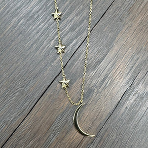 Crescent moon and star accented "Moon Phases" necklace - sterling, gold