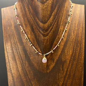 Gemstone beaded necklace - gold