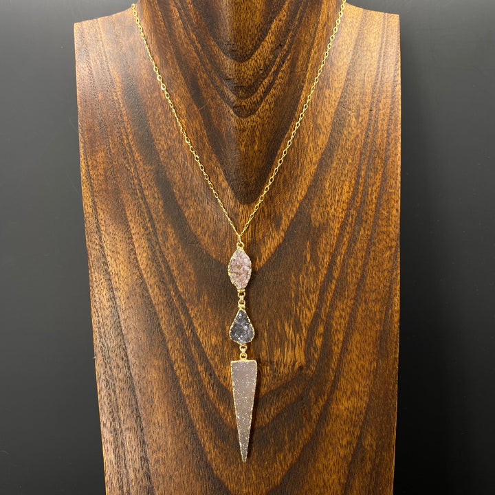 PREORDER - Dainty seven chakra stone lariat necklace - silver and gold –  Renee Piatt Collection