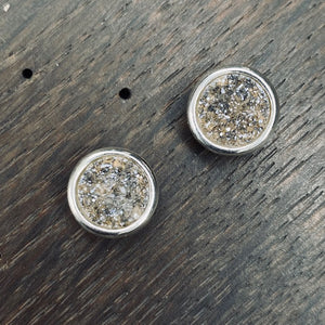 Round coated druzy studs - silver, gold