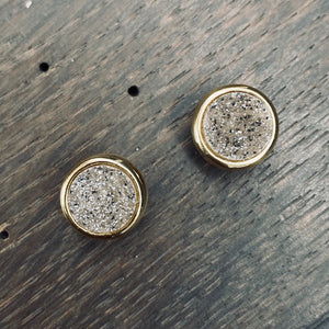 Round coated druzy studs - silver, gold