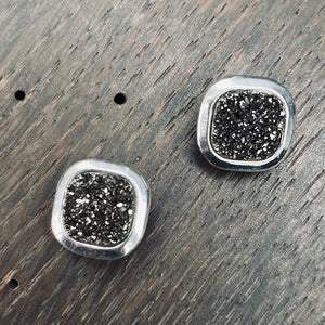 Square Coated Druzy Studs - Silver and Gold