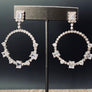 Stunning emerald cut and round cz hoop earrings - sterling silver