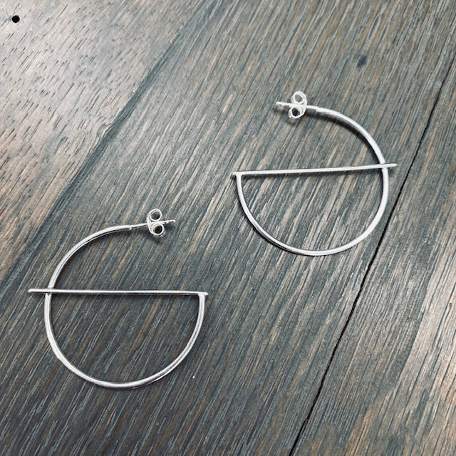 Geometric hoop earrings - sterling silver
