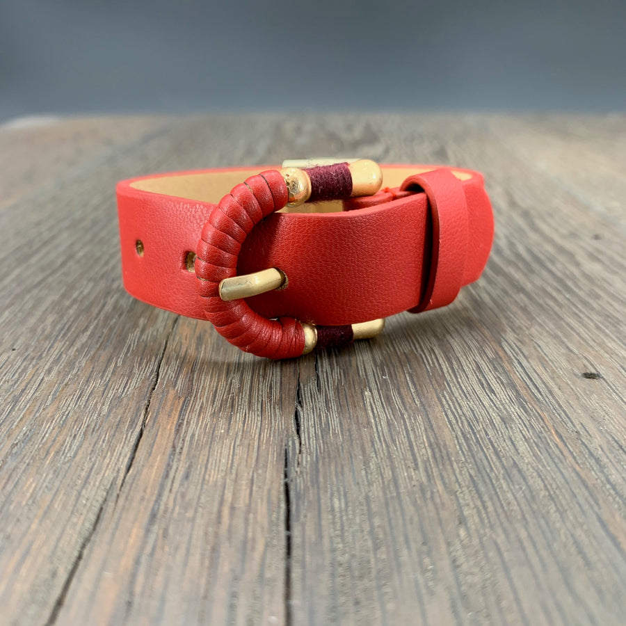 Vegan leather "belt" bracelet