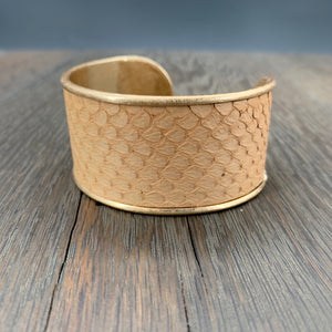 Modern leather cuff bracelet with snakeskin print