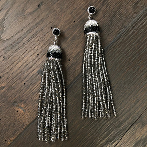 Sterling silver and Swarovski crystal tassel earrings