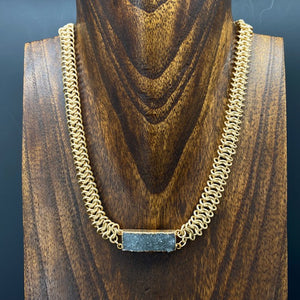 Druzy chain maille necklace - gold, silver