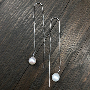 Faux pearl threaded  drop earrings