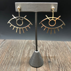Line Drawing eye earrings - silver or gold