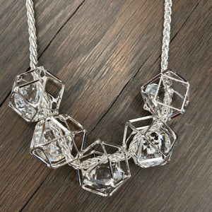 Geometric cage necklace - silver