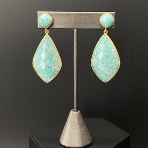 Amazonite kite earrings - gold