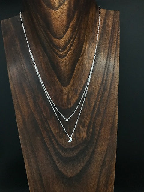 Crescent moon and star layered necklace