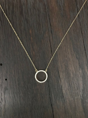 Pavé cz circle layering necklace