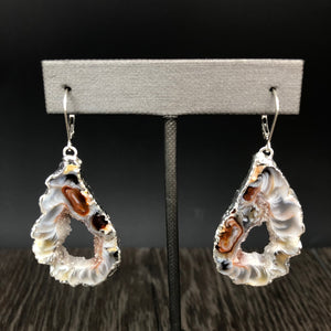 Extra quality oco geode slice earring pairs - silver