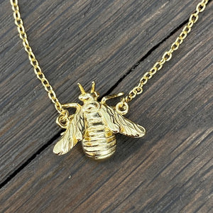 Bee necklace - sterling silver, gold vermeil