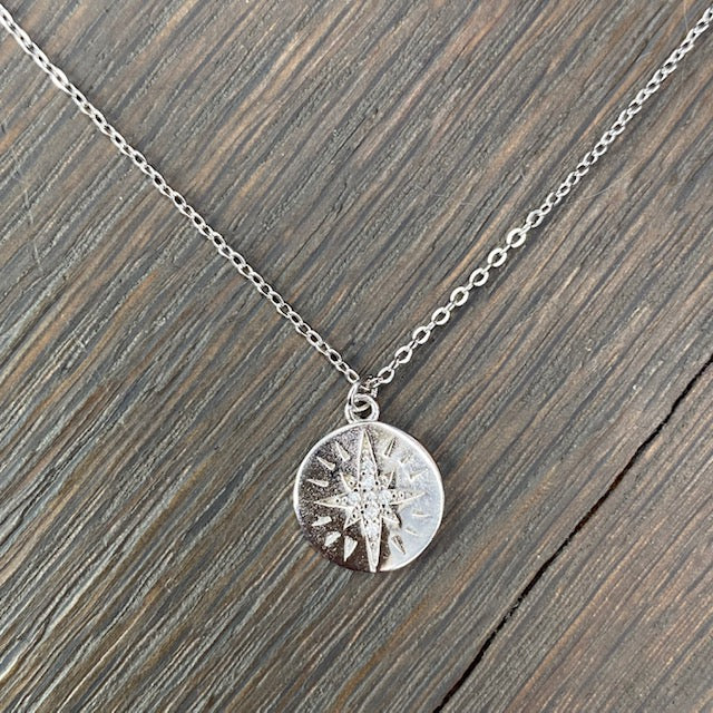 Tiny star coin necklace - sterling silver