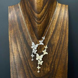Kaleidoscope of butterflies Y necklace - sterling silver, gold vermeil