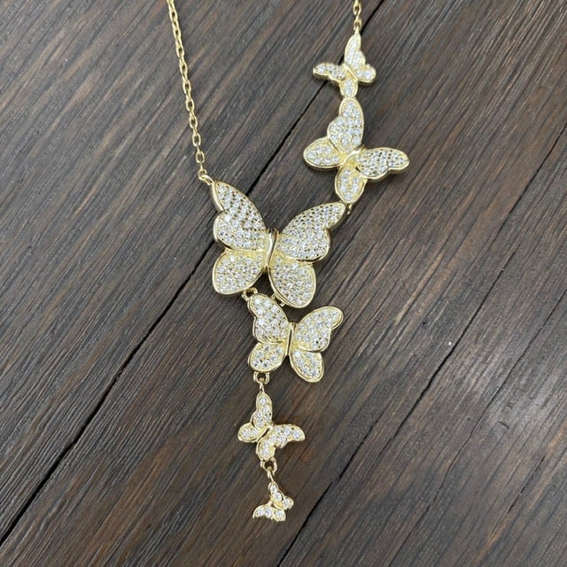 24k gold butterfly necklack – BH jewelry