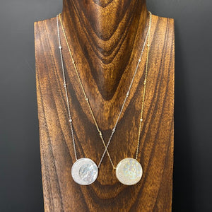 Celestial "moon phases"  pave moon and starry sky disc necklace - sterling, gold vermeil