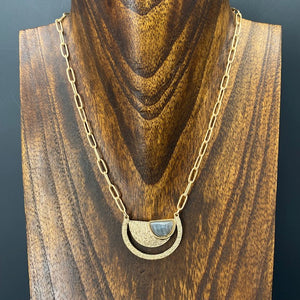 Crescent moon and gemstone "moon phases" necklace - brushed gold