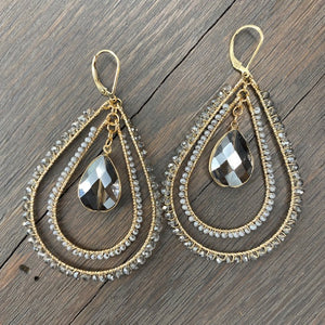 Seed bead teardrop earrings - gold