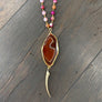 Agate slice with brushed gold horn necklace - gold - Renee Piatt Collection